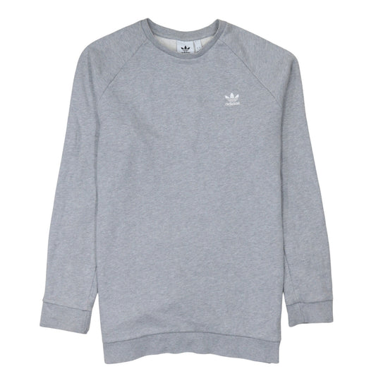 Adidas Men's Grey Pullover Sweatshirt L Crew Neck Logo Fleece