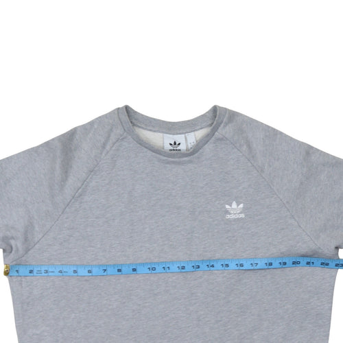 Adidas Men's Grey Pullover Sweatshirt L Crew Neck Logo Fleece