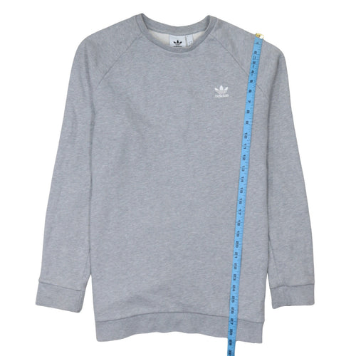 Adidas Men's Grey Pullover Sweatshirt L Crew Neck Logo Fleece