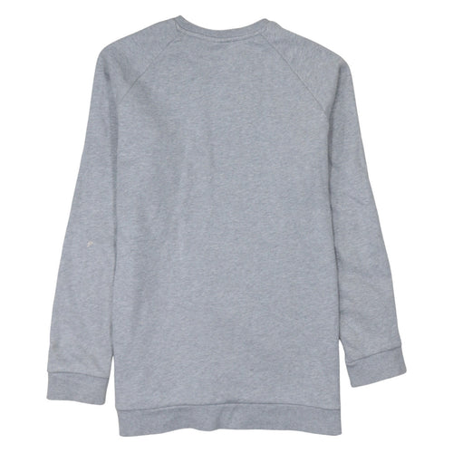 Adidas Men's Grey Pullover Sweatshirt L Crew Neck Logo Fleece