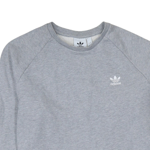 Adidas Men's Grey Pullover Sweatshirt L Crew Neck Logo Fleece