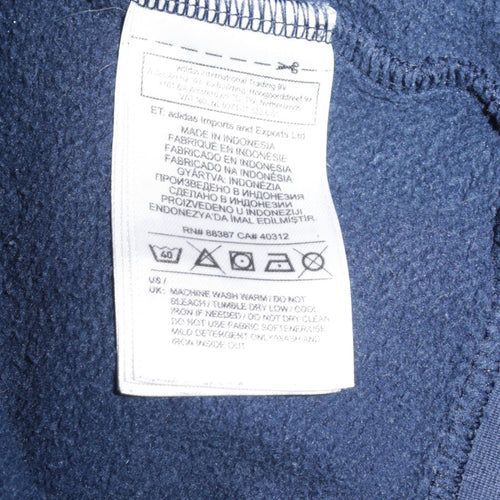 Adidas Boys Blue Full Zip Fleece Hoodie 15-16 Years Sports Logo