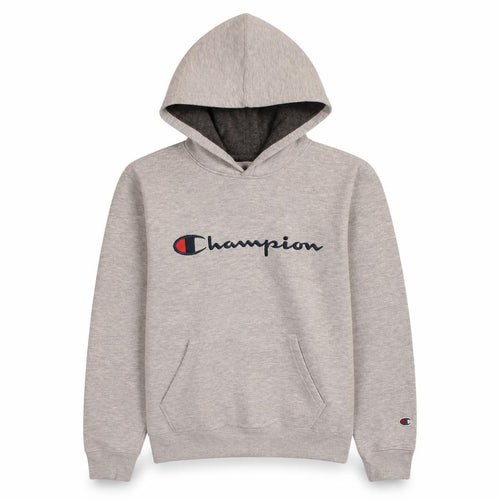 Champion Boys Beige Hooded Pullover Sweatshirt L Logo Fleece Casual