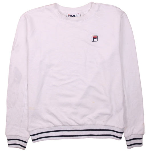 FILA Men's White Crew Neck Long Sleeve Sweatshirt M