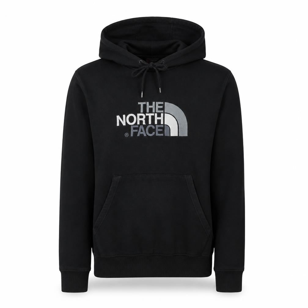 Front view of The North Face Men’s Black Pullover Hoodie Small Logo Outdoor Style