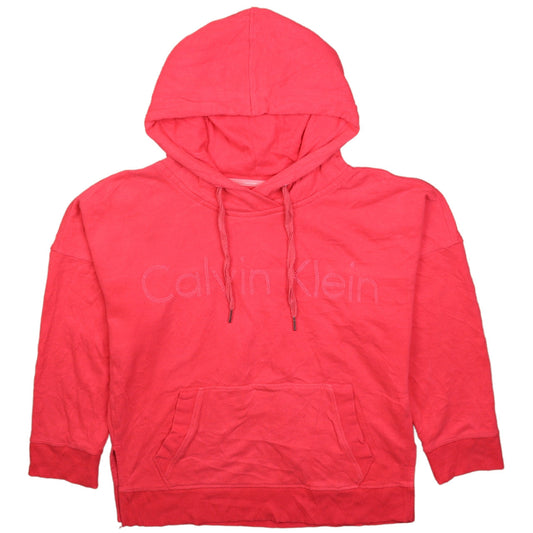 Calvin Klein Womens Pink Pullover Hoodie Small Cotton Logo
