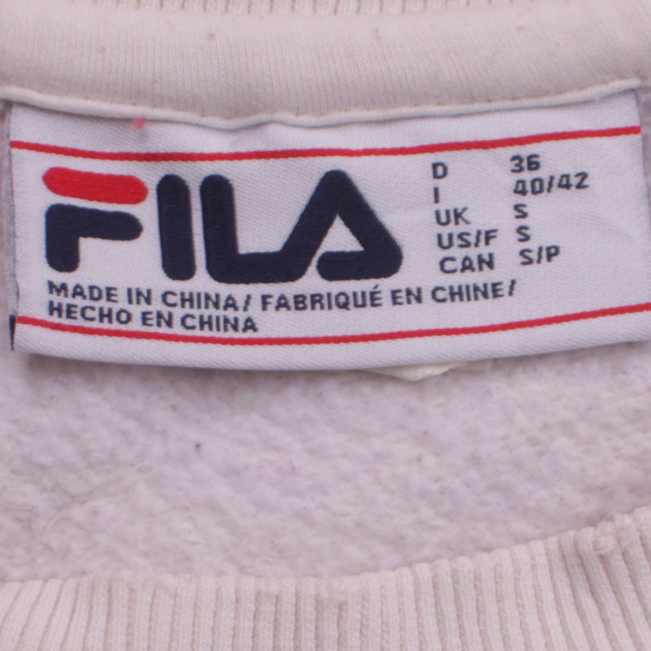 Fila Womens Beige Crew Neck Pullover Sweatshirt Size S