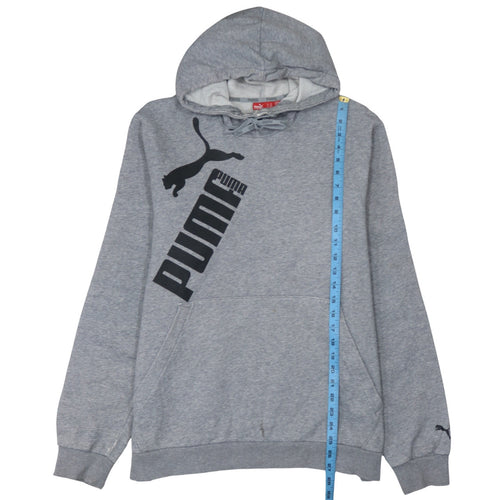 Puma Men's Grey XL Pullover Hoodie with Logo Print