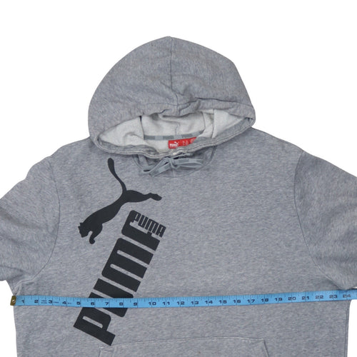 Puma Men's Grey XL Pullover Hoodie with Logo Print