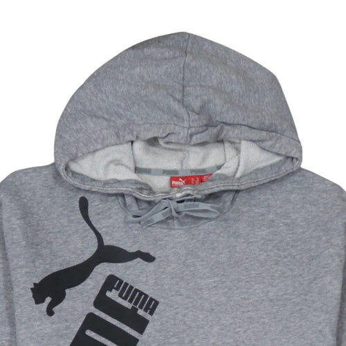 Puma Men's Grey XL Pullover Hoodie with Logo Print