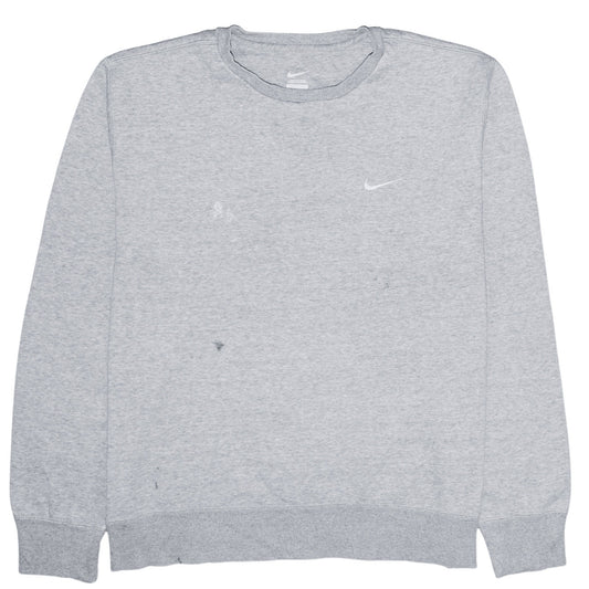 Nike Men's Grey L Pullover Crew Neck Logo Sweatshirt