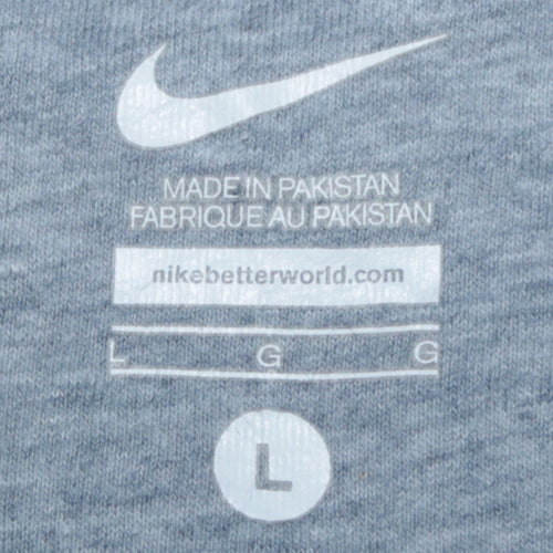 Nike Men's Grey L Pullover Crew Neck Logo Sweatshirt