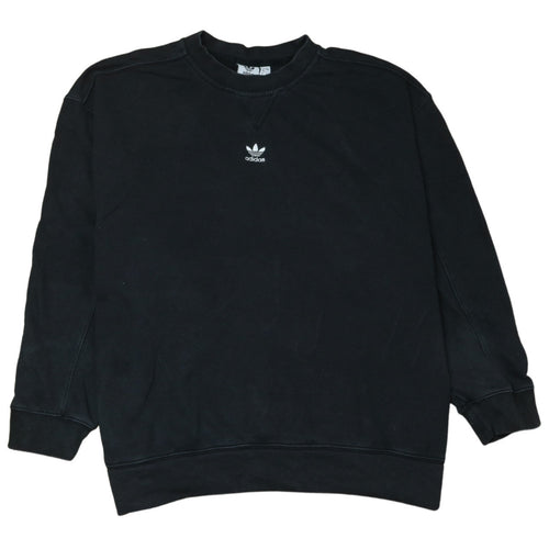 Adidas Womens Black Crew Neck Pullover Sweatshirt Size 18 Cotton