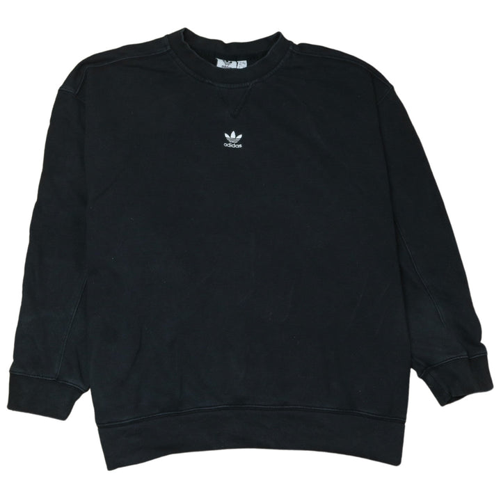 Adidas Womens Black Crew Neck Pullover Sweatshirt Size 18 Cotton