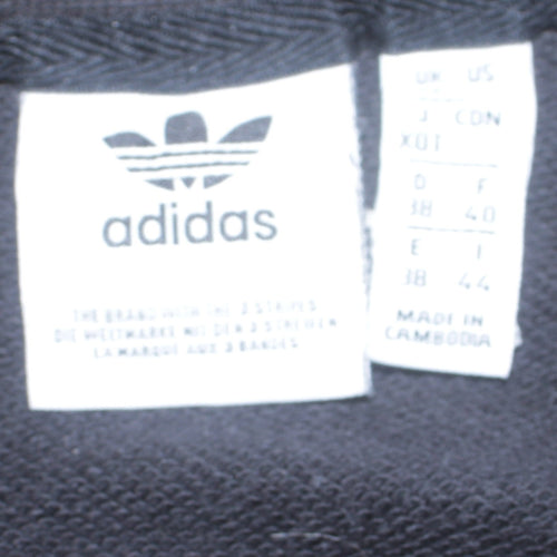 Adidas Womens Black Crew Neck Pullover Sweatshirt Size 18 Cotton