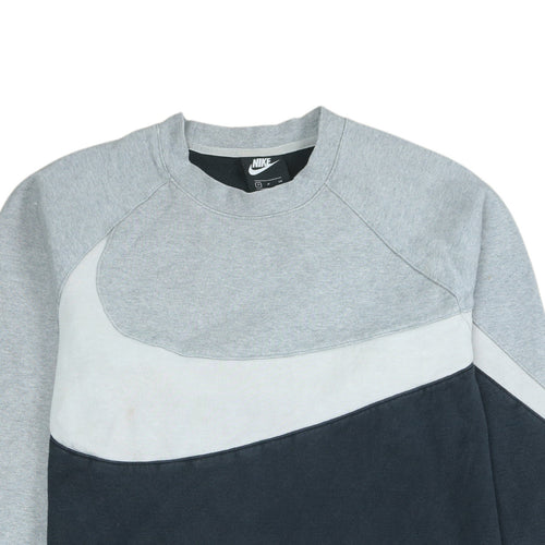 Nike Men's Grey Black Colour Block Crew Neck Sweatshirt Size S