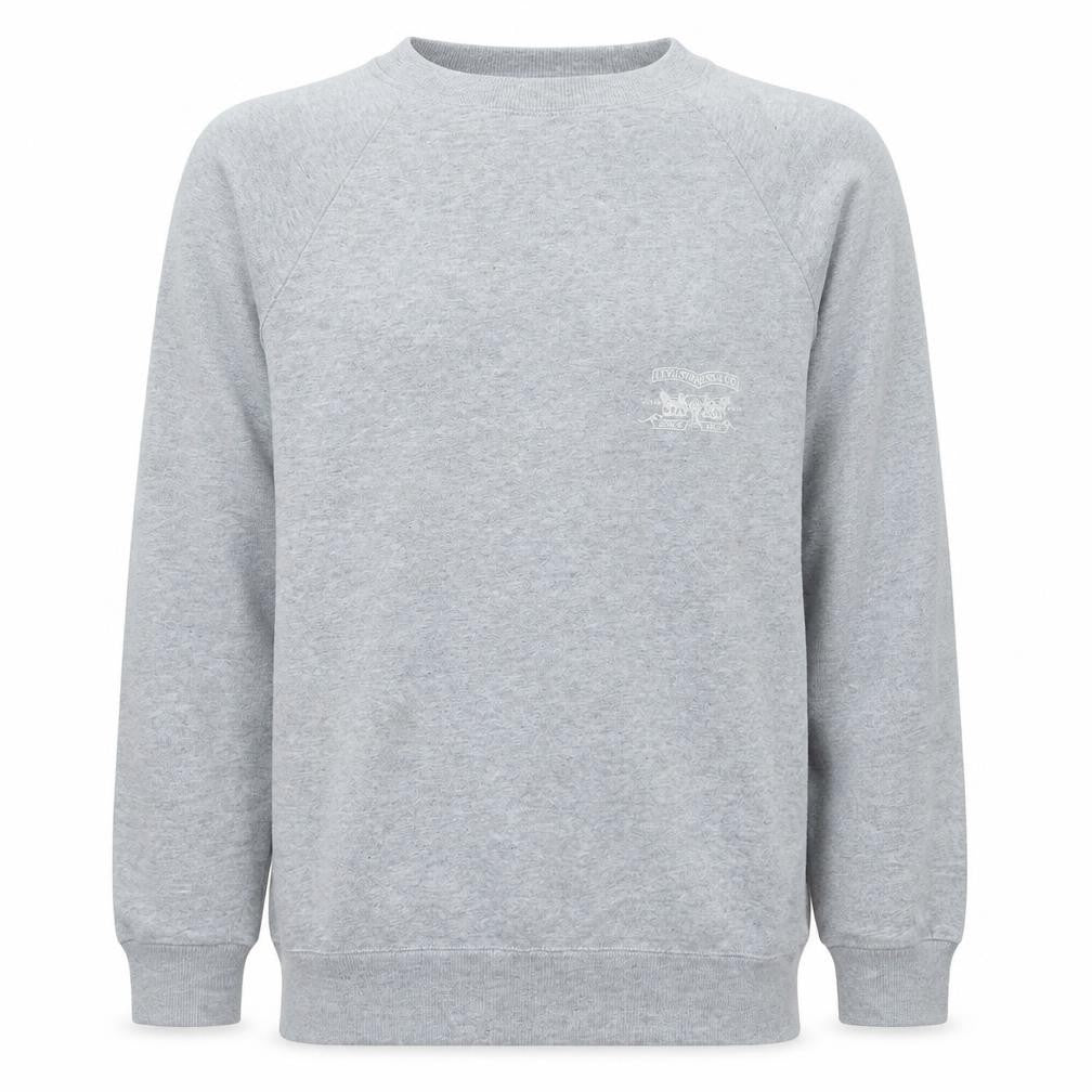 Front view of Levi's Men's Grey Crew Neck Pullover Sweatshirt Medium Classic Fleece