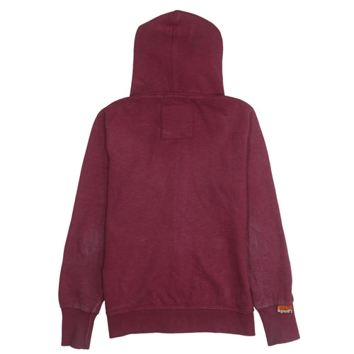 Superdry Men's Burgundy Full Zip Hoodie Small Cotton Blend