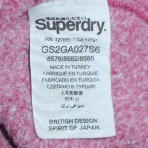 Superdry Men's Burgundy Full Zip Hoodie Small Cotton Blend