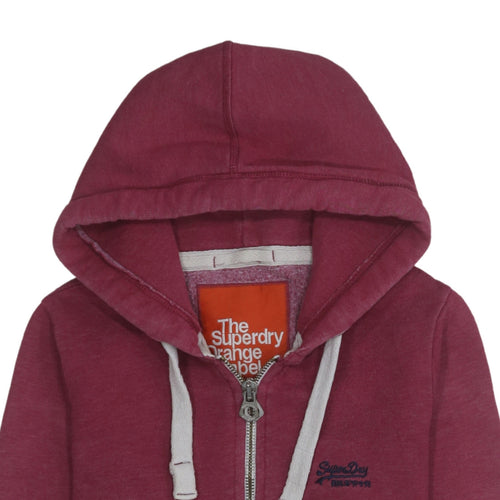 Superdry Men's Burgundy Full Zip Hoodie Small Cotton Blend