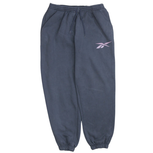 Reebok Women Blue L Fleece Sweatpants Activewear Trousers
