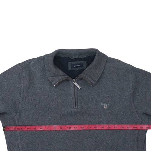 GANT Men’s Grey 1/4 Zip Collared Sweatshirt Size L Classic Fit