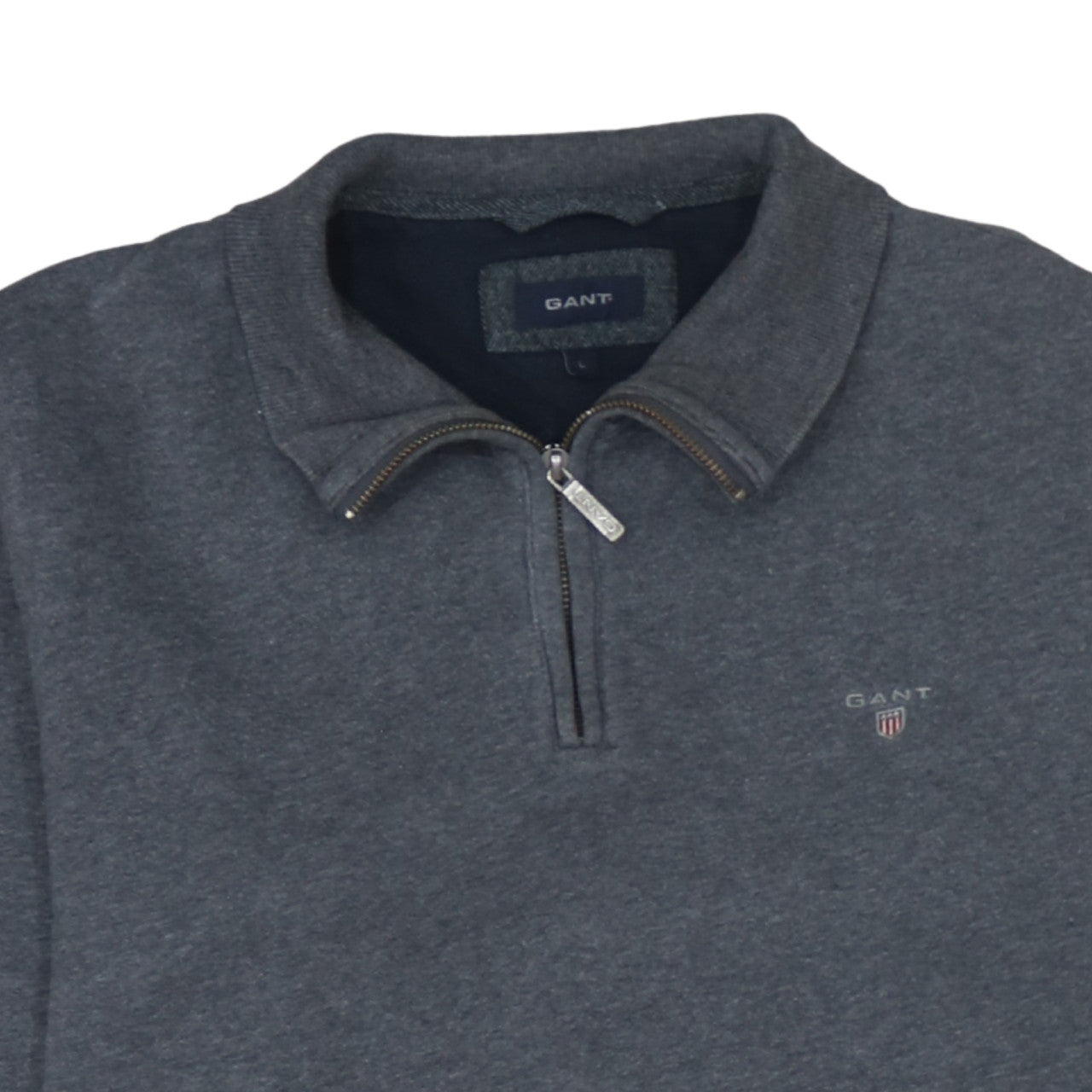 GANT Men’s Grey 1/4 Zip Collared Sweatshirt Size L Classic Fit