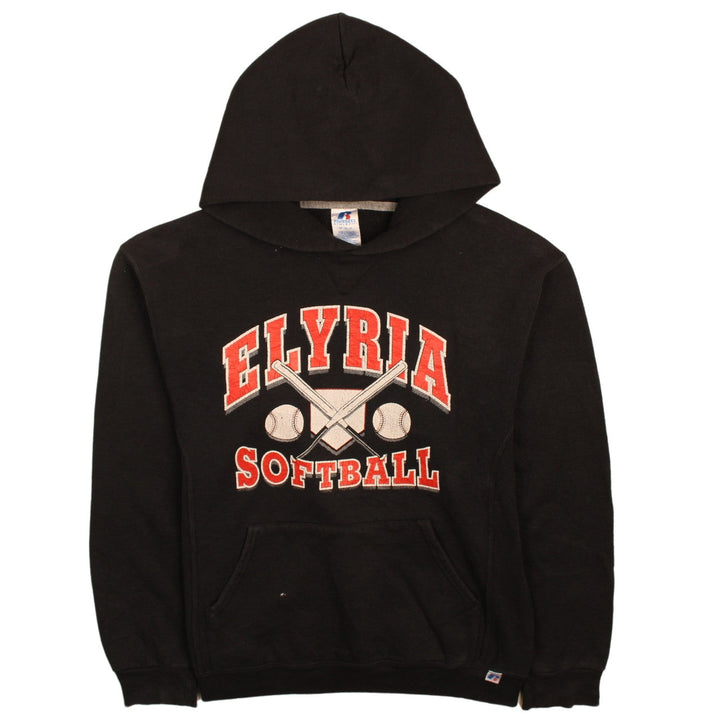 Russell Athletic Men’s Black Pullover Hoodie M Elyria Softball Graphic