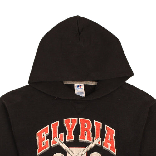 Russell Athletic Men’s Black Pullover Hoodie M Elyria Softball Graphic