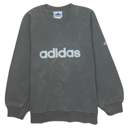 Adidas Boys Grey Pullover Sweatshirt 10-11 Years Crew Neck Logo Fleece