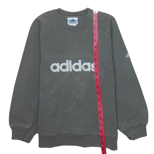Adidas Boys Grey Pullover Sweatshirt 10-11 Years Crew Neck Logo Fleece