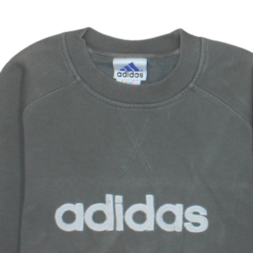 Adidas Boys Grey Pullover Sweatshirt 10-11 Years Crew Neck Logo Fleece