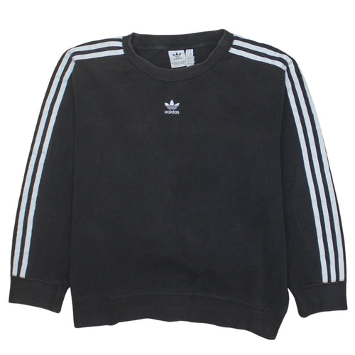 Adidas Women Black Crew Neck Long Sleeve Pullover Sweatshirt UK 10