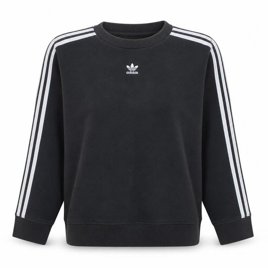 Front view of Adidas Women Black Crew Neck Long Sleeve Pullover Sweatshirt UK 10