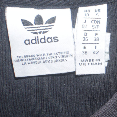 Adidas Women Black Crew Neck Long Sleeve Pullover Sweatshirt UK 10