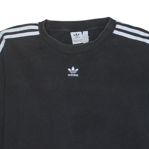 Adidas Women Black Crew Neck Long Sleeve Pullover Sweatshirt UK 10