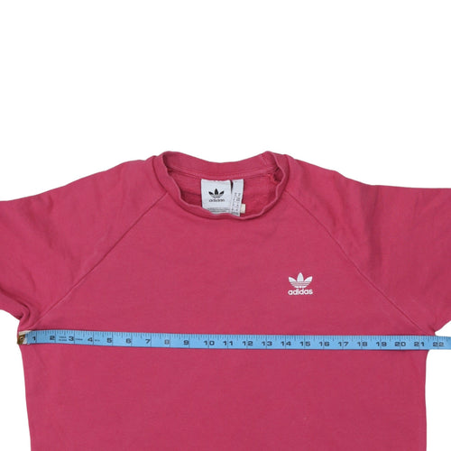 Adidas Mens Pink Crew Neck Pullover Sweatshirt M Cotton Casual