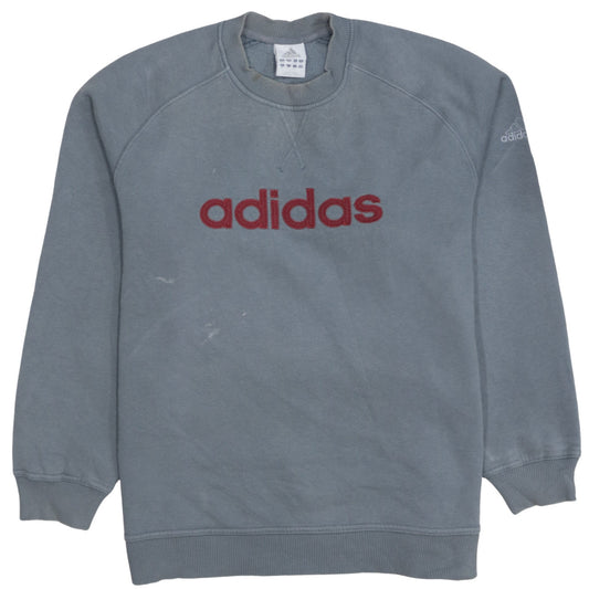 Adidas Men's Grey L Pullover Crew Neck Logo Sweatshirt