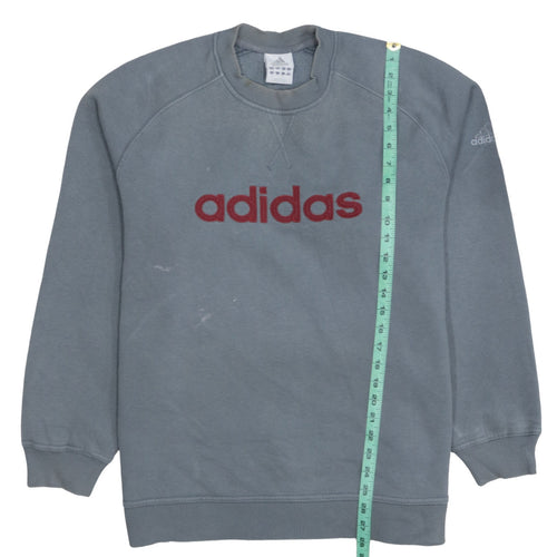 Adidas Men's Grey L Pullover Crew Neck Logo Sweatshirt
