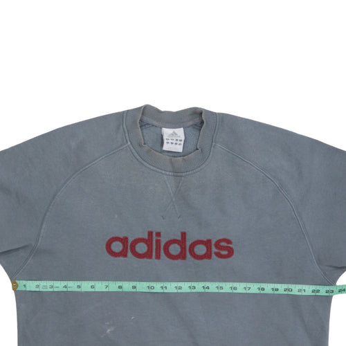 Adidas Men's Grey L Pullover Crew Neck Logo Sweatshirt