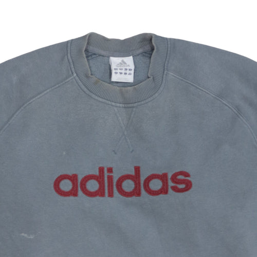 Adidas Men's Grey L Pullover Crew Neck Logo Sweatshirt