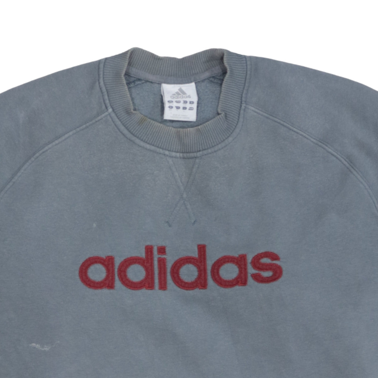 Adidas Men's Grey L Pullover Crew Neck Logo Sweatshirt
