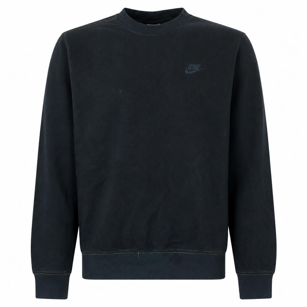 Front view of Nike Men’s Black Crew Neck Fleece Sweatshirt, size M, Regular Fit