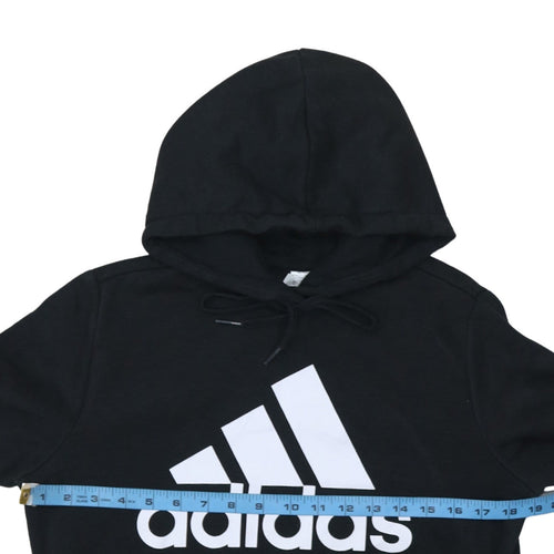 Adidas Womens Black Pullover Hoodie Size M 12-14 Logo Print