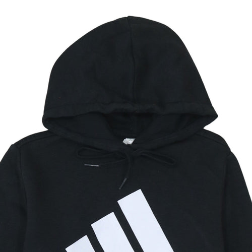 Adidas Womens Black Pullover Hoodie Size M 12-14 Logo Print
