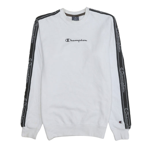Champion Men's White Small Pullover Sweatshirt with Logo Taping