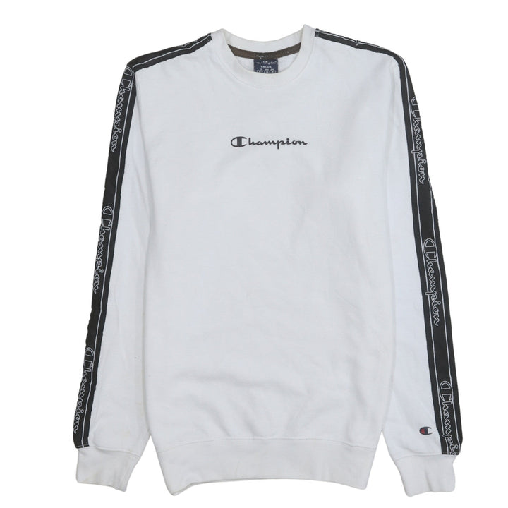 Champion Men's White Small Pullover Sweatshirt with Logo Taping
