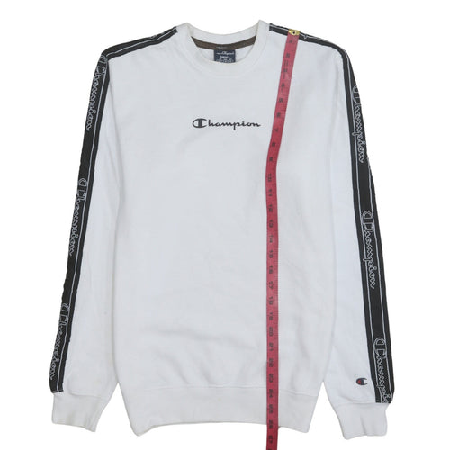Champion Men's White Small Pullover Sweatshirt with Logo Taping