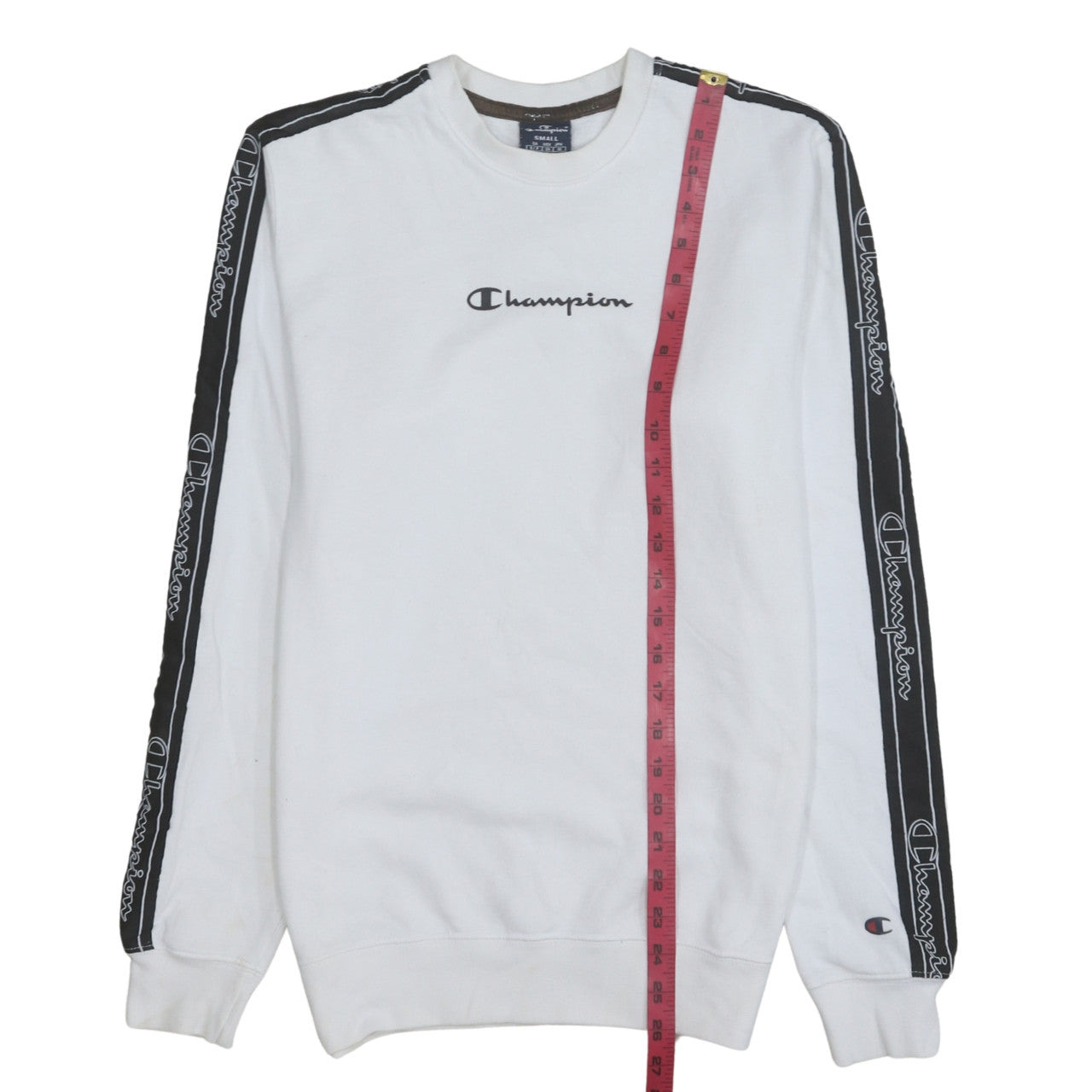 Champion Men's White Small Pullover Sweatshirt with Logo Taping