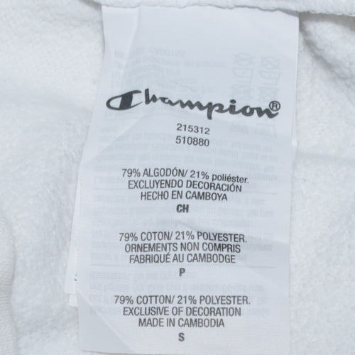 Champion Men's White Small Pullover Sweatshirt with Logo Taping